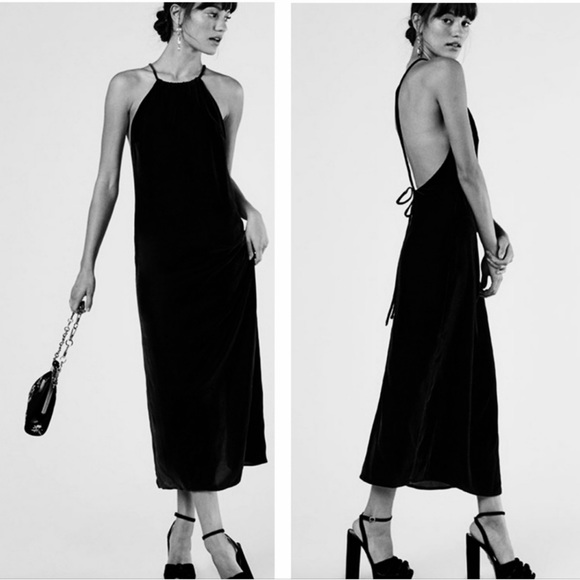 NWT Reformation || Black Irving Velvet Midi Dress - Picture 2 of 6